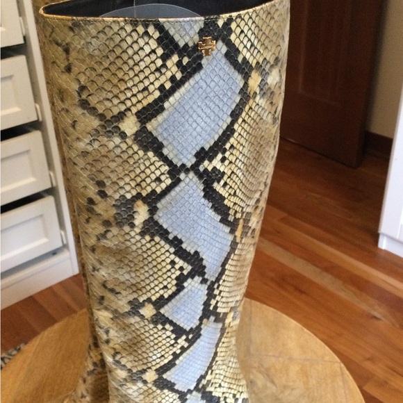 Tory Burch Chic Snakeskin Knee-High Boots - Picture 3 of 8